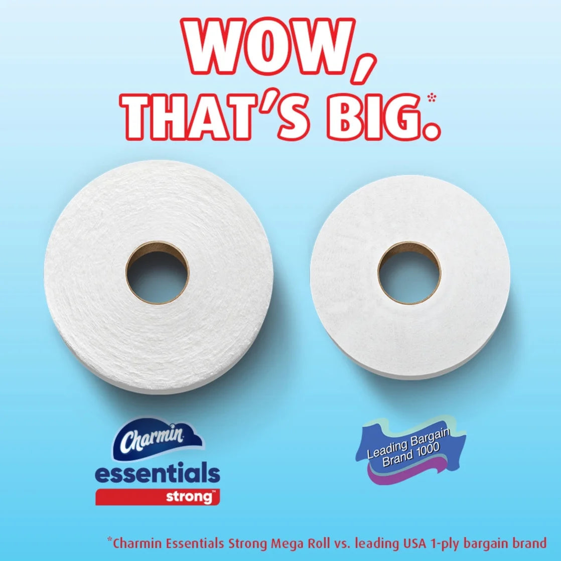 Essentials Strong Toilet Paper 6 Mega Rolls, 429 Sheets per Roll