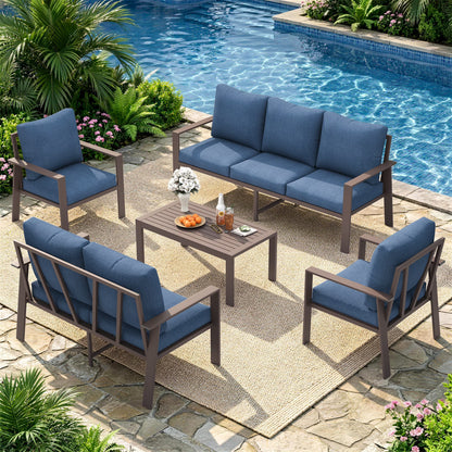 Aluminum Patio Furniture Set, Contemporary Outdoor Couch Set, Aluminum Patio Conversation Set, Gray