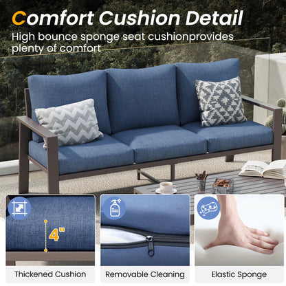 Aluminum Patio Furniture Set, Contemporary Outdoor Couch Set, Aluminum Patio Conversation Set, Gray
