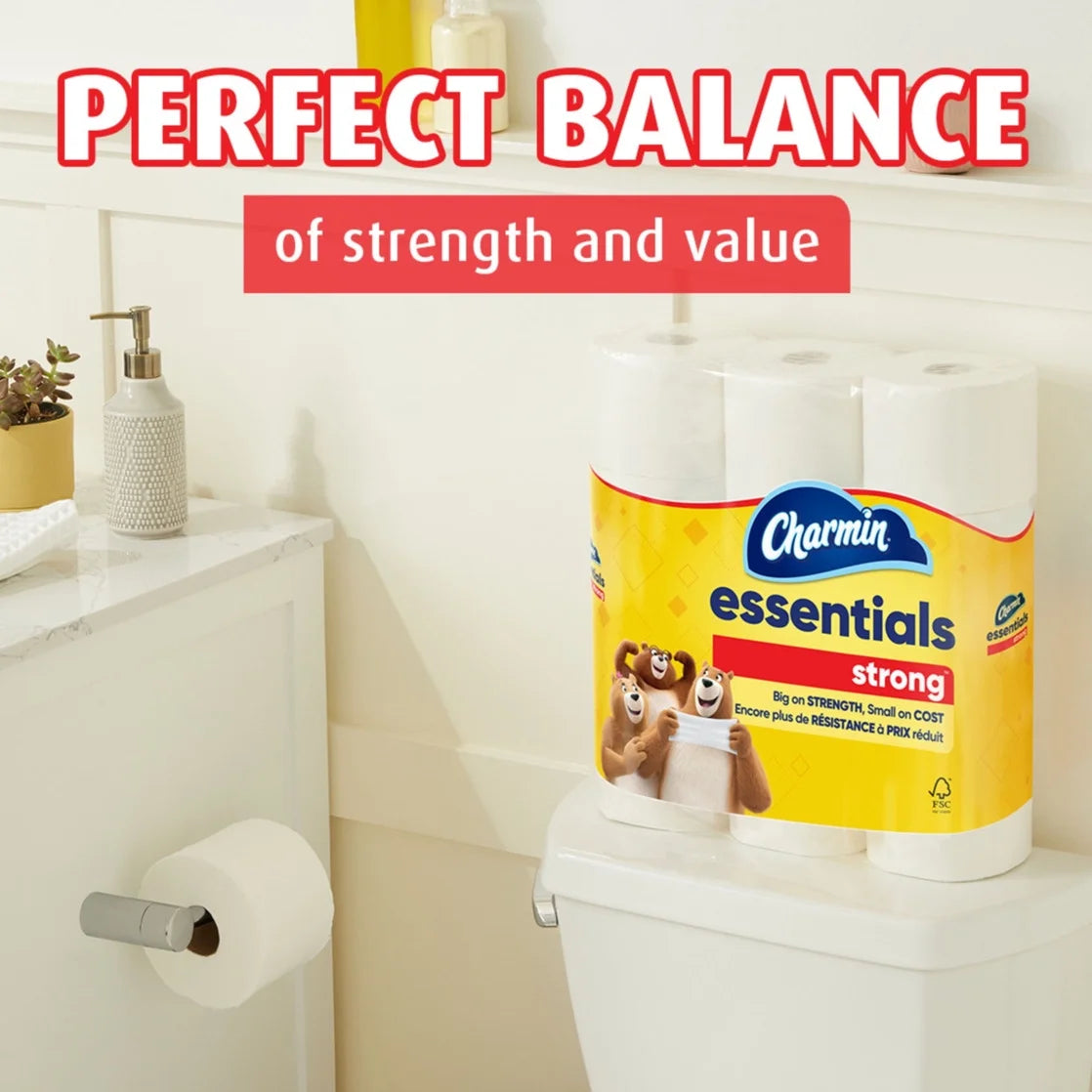 Essentials Strong Toilet Paper 6 Mega Rolls, 429 Sheets per Roll