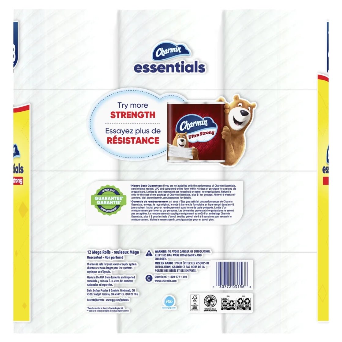 Essentials Strong Toilet Paper 6 Mega Rolls, 429 Sheets per Roll